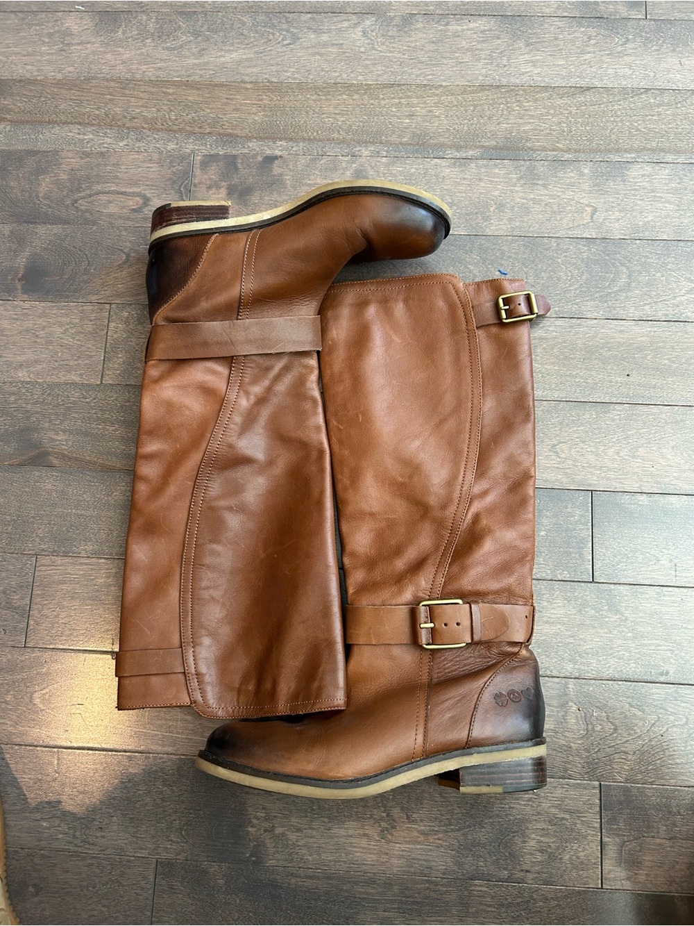 Lucky Brand Brown Leather Riding Boots with Buckle Accent size 10